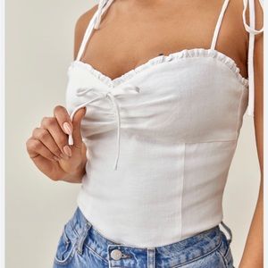 Reformation White linen Holcomb Top
